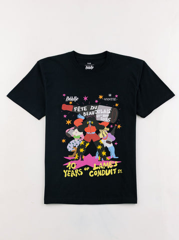 Noble Rot X Folk T-Shirt - Black  Fête du Beaujolais/ 10 Years of Lamb's Conduit St