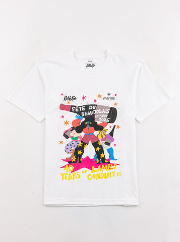 Noble Rot X Folk T-Shirt - White  Fête du Beaujolais/ 10 Years of Lamb's Conduit St